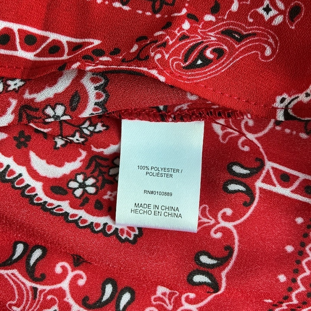 KEREN hart Red Paisley Blouse SzM - Picture 9 of 9